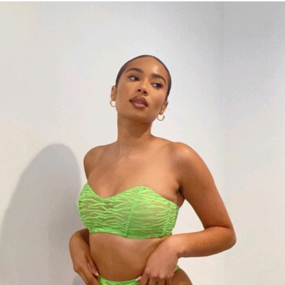 Savage x Fenty All Over Me Lace Bandeau Bralette green sz 1X - Picture 1 of 9